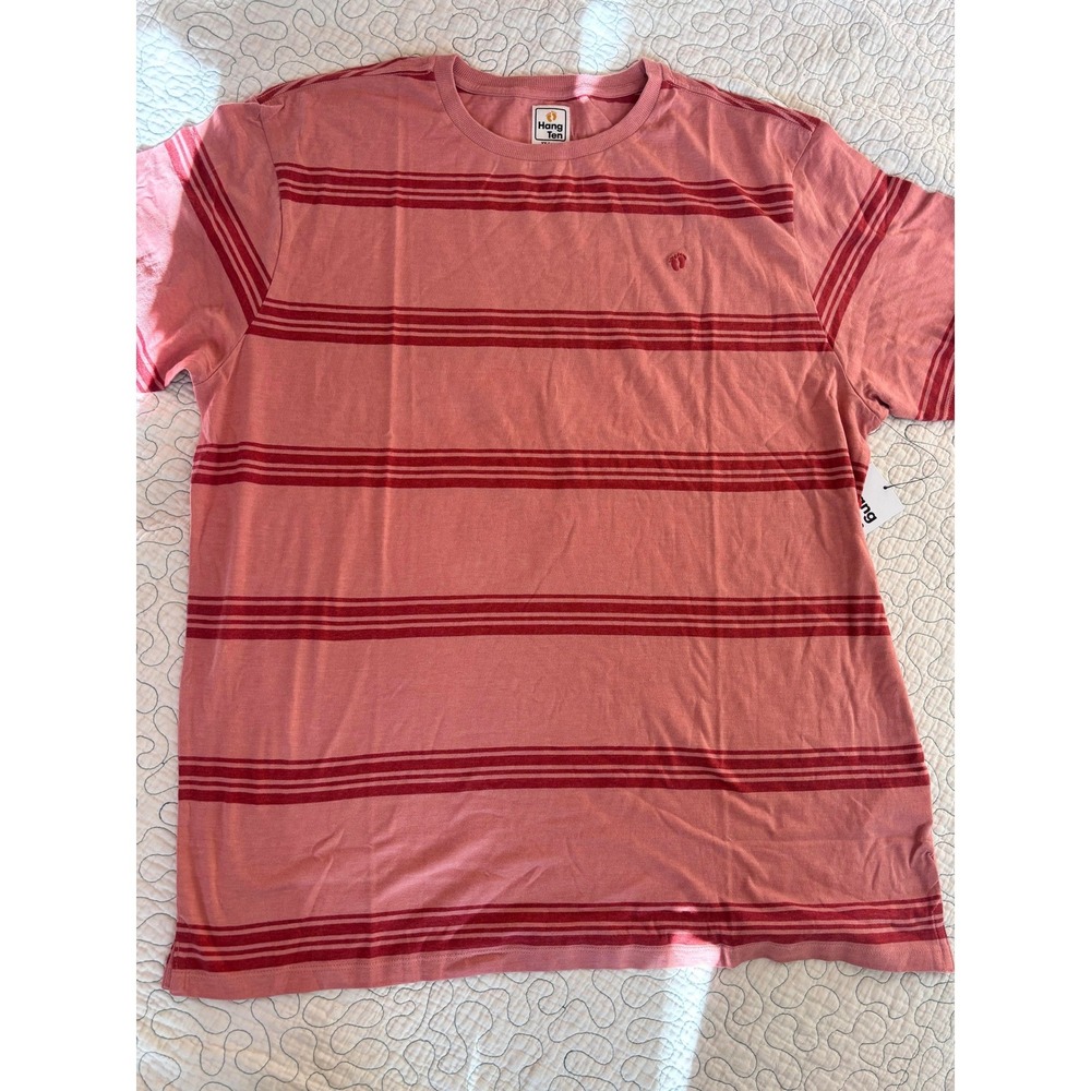 Hang Ten Mens Larry SS Tee Red Striped Short Sleeve Shirt XXL
